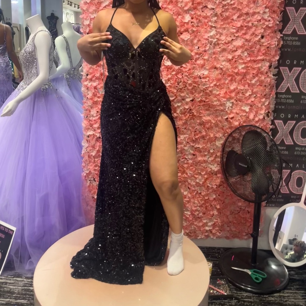 Black Jasz Couture dress for sale! Only worn for 4 hours. In great condition.